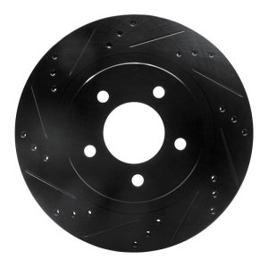 Chrysler 300M Brake Rotor (1) - Front Left - R1 Concepts - Drilled & Slotted - Black - `98-`04